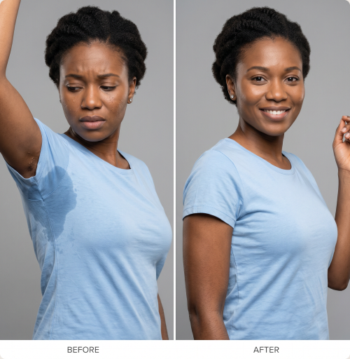 before and after comparison of underarm sweating treatment