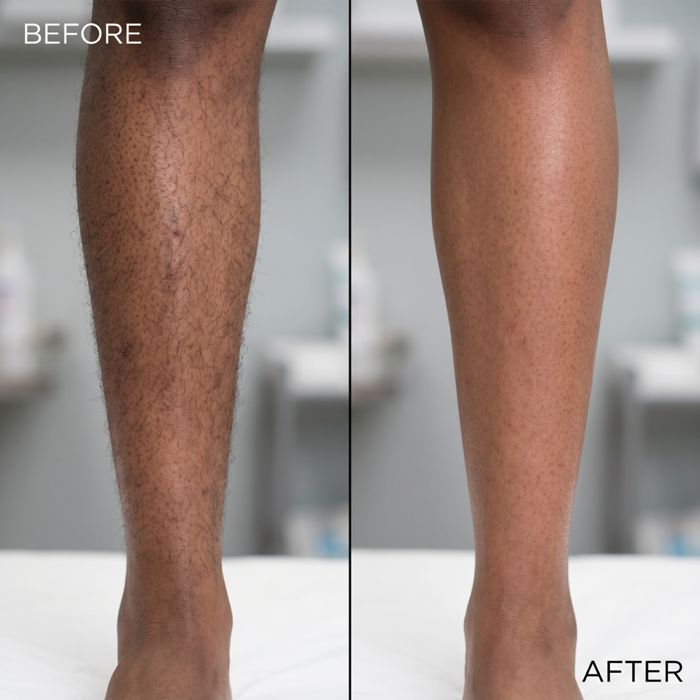 before and after comparison of leg waxing results